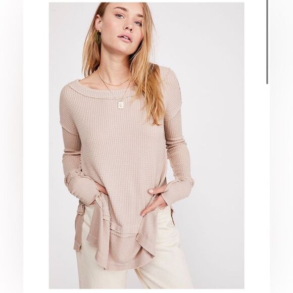 Free People North Shore Thermal Top Sand NWT size M - Picture 2 of 12